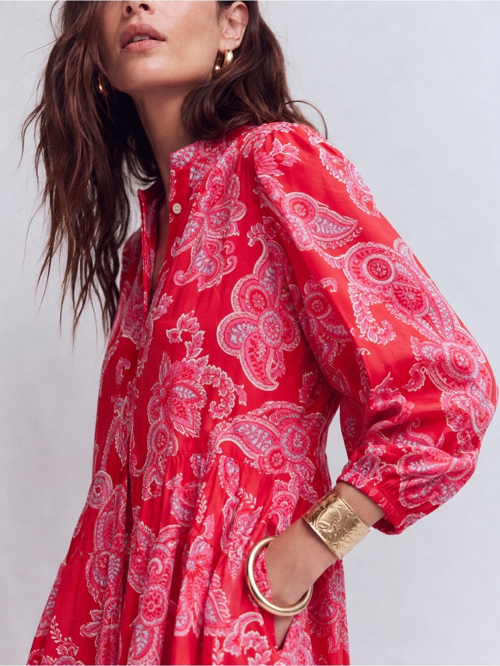 Boden- Red Cary Cotton Midi Dress - Picture 2 of 16